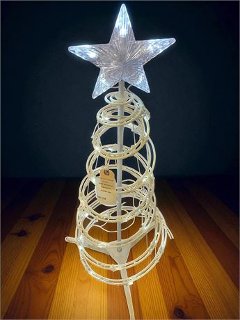 3 Ft Outdoor Pre-Lit LED Spiral Christmas Tree With Silver Star Topper