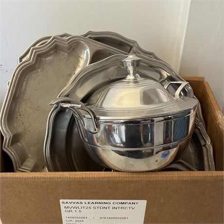Vintage WILTON Pewter Serveware - BOX Lot!