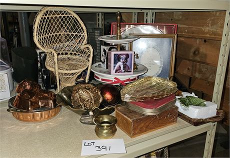Mixed Home Decor Lot- Fall Theme: Cake Plate, Trays, Molds, Tier Server & More