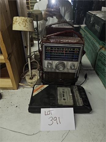 GE Cassette Recorder, Commodore Weather Radio & Desk Lamp