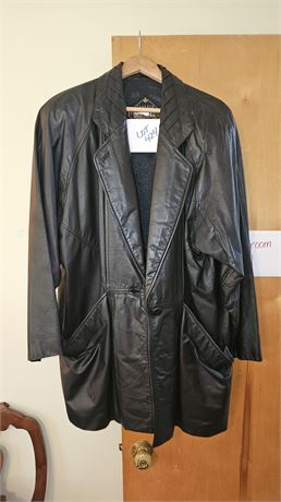 Mens GM Black Leather Coat