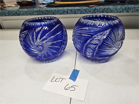 Cobalt Blue Bohemian Large Rose Bowls