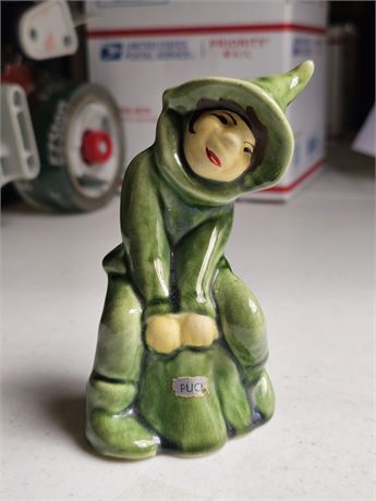 Vintage 50's Elbee Art Green Ceramic Elf