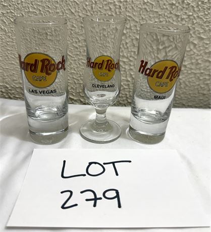 Hard Rock Cafe Shot Glass Lot- Cleveland, Maui, Las Vegas