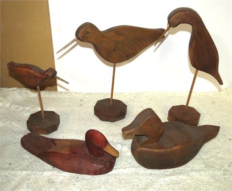 Wood Carved Ducks/Birds