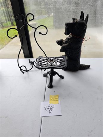 Large Cast Metal Scottie Dog / Plant Holder & More