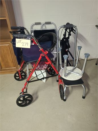 Home Healthcare Lot : Walker/Walker-seat/Stool/Handled Step & More