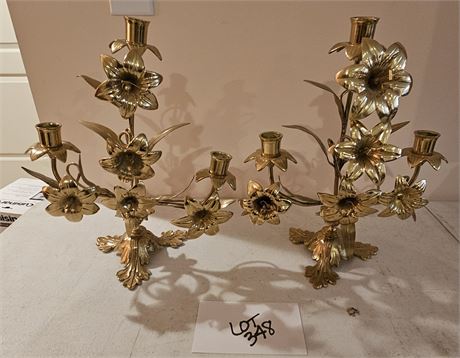 Vintage Brass Alter Lily Candelabra