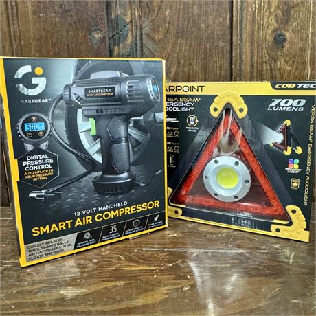 New 12V Handheld Smart Air Compressor & Emergency Floodlight