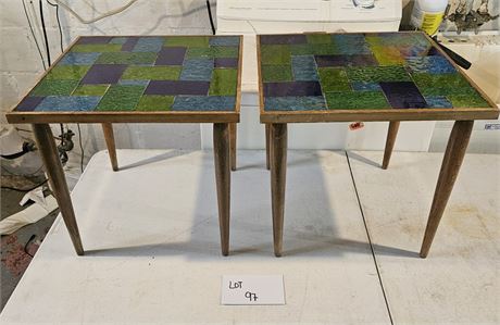 MCM Foil Top End Tables