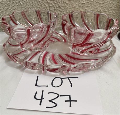Mikasa Peppermint Swirl Crystal Candy Dish Set With Tray