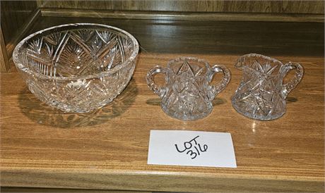 Paloma Picasso Crystal Bowl American Brilliant Creamer / Sugar