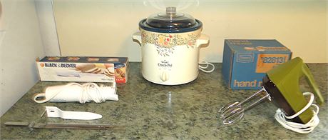 Crock Pot, Electric Knife, Hand Mixer