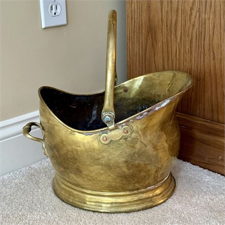 Antique Victorian Brass Helmet Coal Scuttle