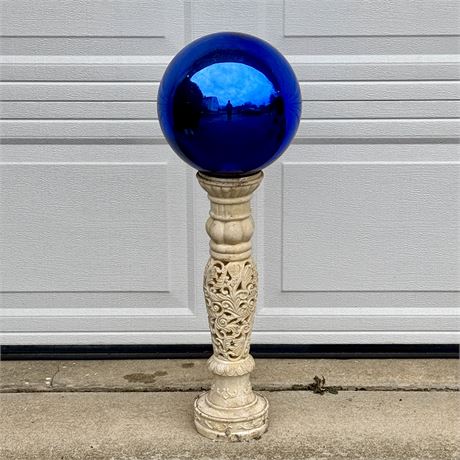 Glass Gazing Ball w/ Plastic Pedestal Stand