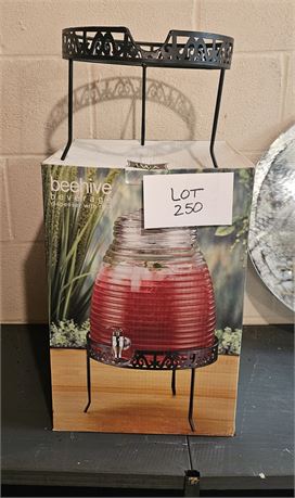 Glass Beehive Beverage Dispenser With Rack