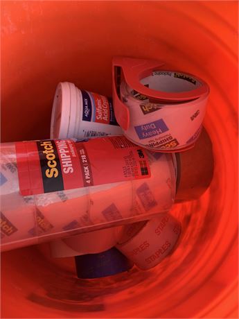 Scotch Shipping Tape & More In Plastic Orange "Let's Do This" Home Depot Bucket