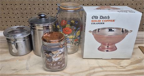 Canisters & Copper Colander