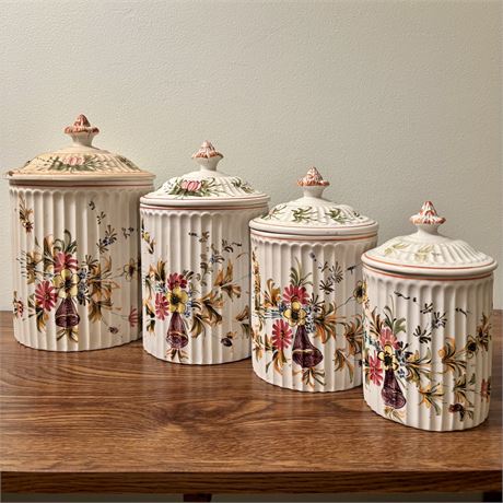 Vintage 8-Piece Ceramic Floral Kitchen Canister Set