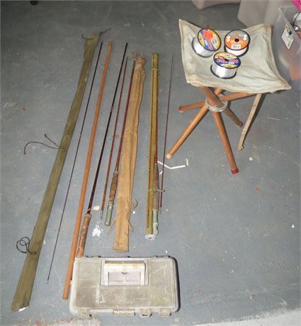 Fly Fishing Rods, Line, Stool