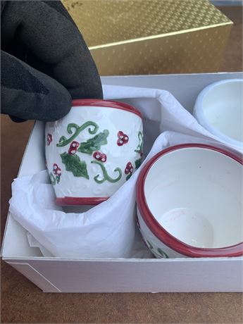 Christmas Holly Berry Pattern Votive Holders