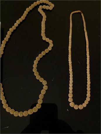 Carved Filigree Ball Necklace, Carved Bone Bead Necklace, Carved Floral Earring