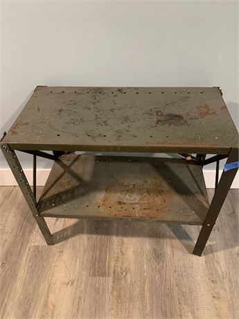 Vintage Metal Storage Shelf Or Work Table