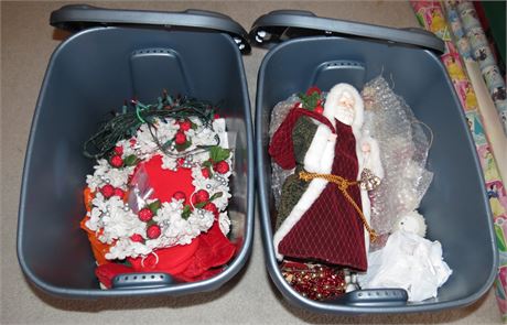 2 Totes of Christmas Decorations