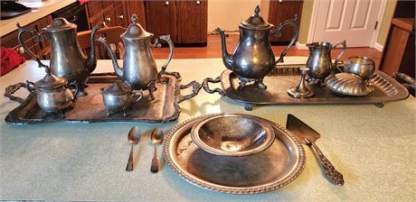 Silverpate Trays, Teapots, etc.