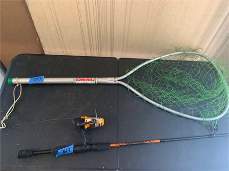 Cumings Fishing Net and Shakespeare Reverb Fishing Pole Lot