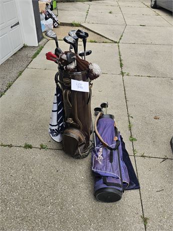 Mixed Golf Clubs- Hogan & Taylor Made With Ping & Wilson Gold Bags