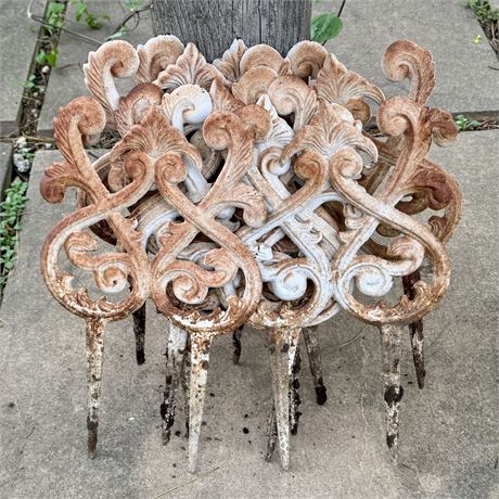 Collection of Old Cast Iron Garden Stakes - Each 15”H