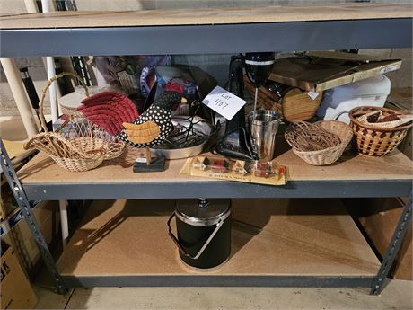 Mixed Kitchen Lot- Ice Bucket, Milk Shake Mixer, Baskets, Decor & More