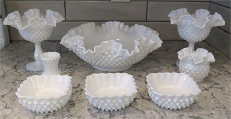 Assorted Milk Glass