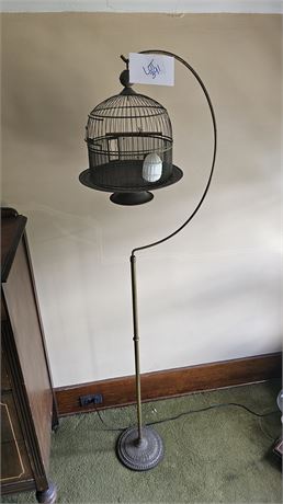 Vintage Brass Bird Cage & Stand