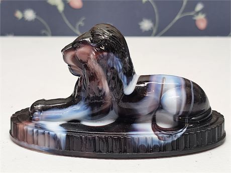 Vogelsong Purple Slag Lion Paperweight