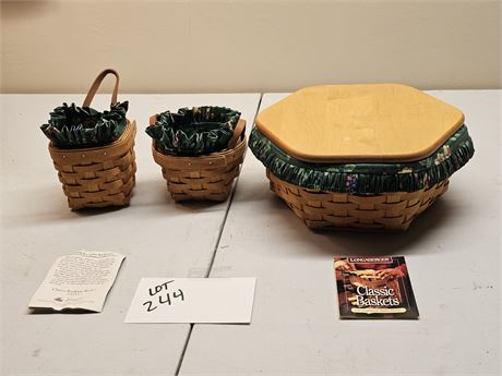 Longaberger 1998 10" Generations Basket/Chives Booking Basket & Thyme Basket