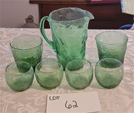 Vintage Morgantown Crinkle Tijuana Pitcher & Tumbler Set