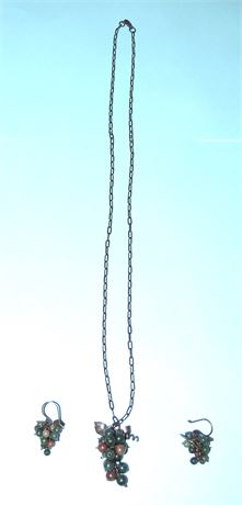 Grape Necklace, Earrings
