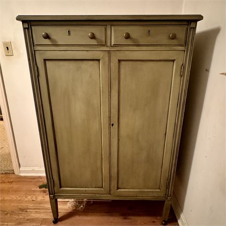 Tall Antique Dresser Cabinet on Casters