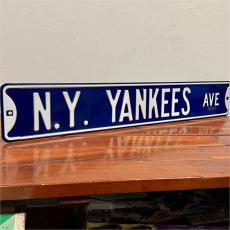 MLB New York Yankees Ave. Steel Sign Wall Man Cave Decor - 36 x 6"