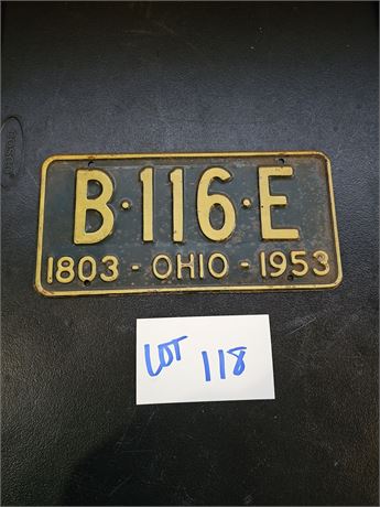 Vintage 1953 Ohio License Plate