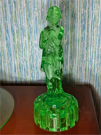 Cambridge Draped Woman Green Glass Figurine Marked