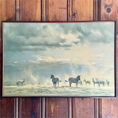 David Shepherd "Storm Over Amboseli" Framed Art Lithograph - 20 x 30"