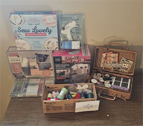 Mixed Sewing- Thread, Mini Sewing Machine, Crochet Kit & More