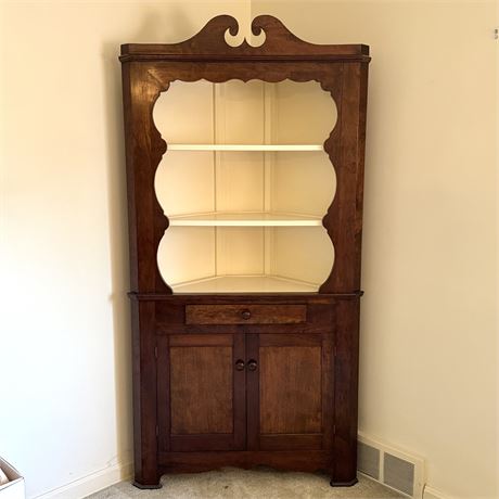 Handcrafted Solid Wood Corner Cabinet w/ Shelf Storage - 35 x 18 x 69"T