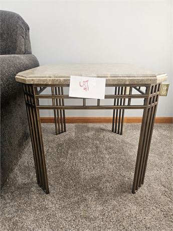 Metal & Marble Top Side Table