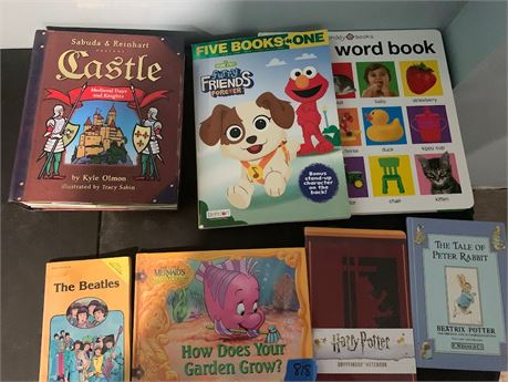 Kid's Book Lot Elmo The Beatles Little Mermaid Word Book Harry Potter