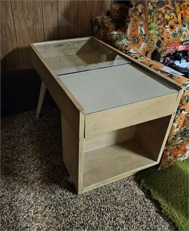 MCM Side Table w/Sliding Glass Top