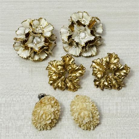 Signed Oscar de Larenta, Sandor and Carved Celluloid Earrings